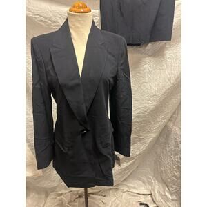 Carmen Marc Valvo Women's Black Beaded Blazer and Skirt Set, Size 6